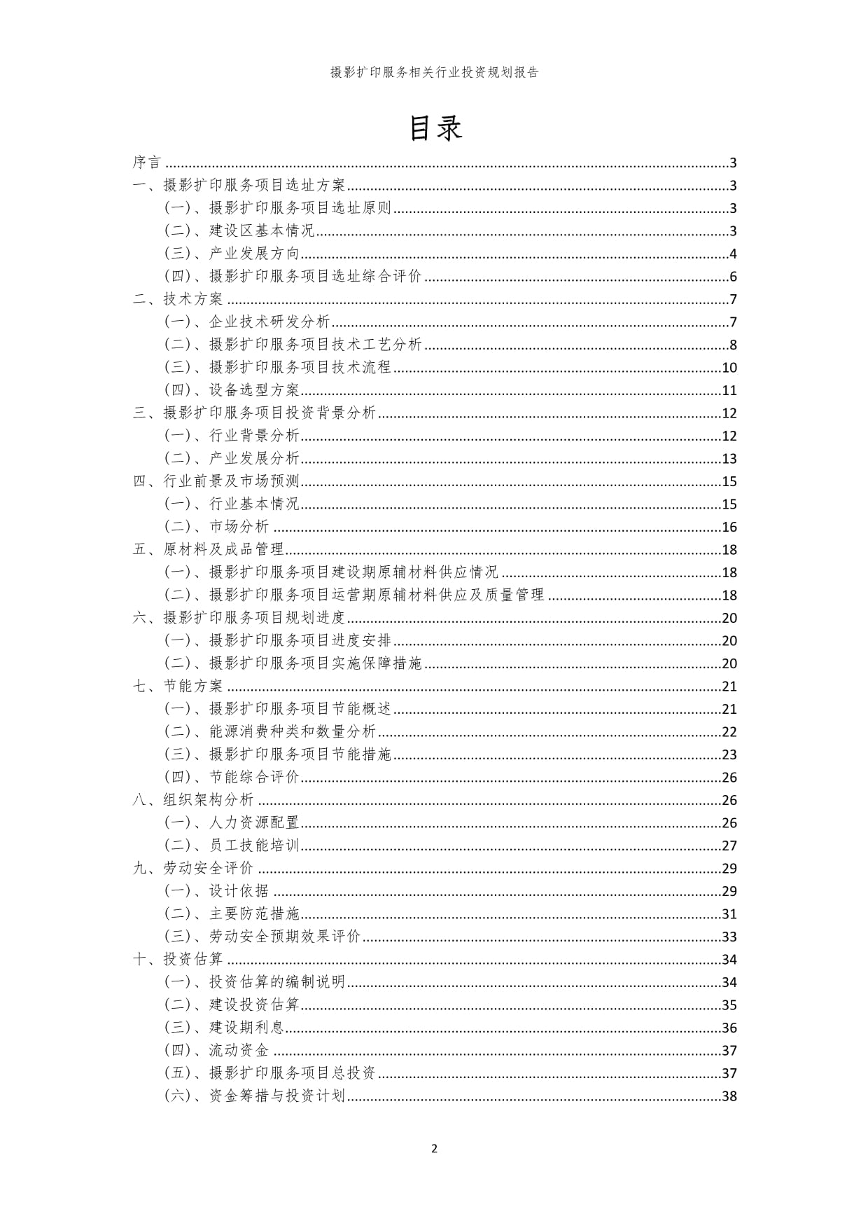 摄影扩印服务行业投资规划报告